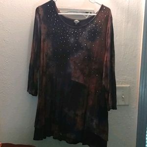 Flowy Navy and tan tunic